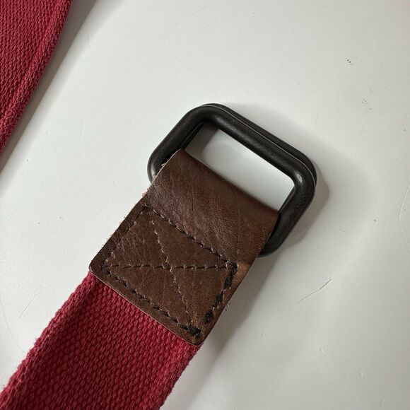 Aero Red Adjustable Canvas Belt 2 Rectangle Ring Buckle OS Aeropostale 1.75" Y2K - Picture 5 of 9